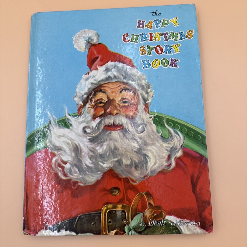 Vtg 1961 THE HAPPY CHRISTMAS STORY BOOK Ideals Hardcover w/ Advertising Insert